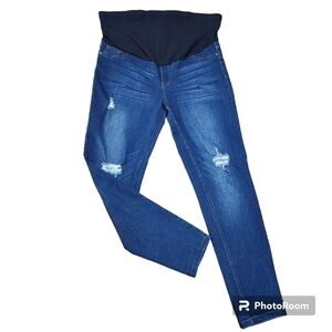 JVINI Fashion Maternity Skinny Distressed Jeans, Blue
